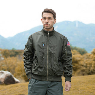 Stylish men's bomber jacket made from durable fabric, featuring a functional design with pockets and a comfortable fit, perfect for casual outings or layering in cooler weather 4