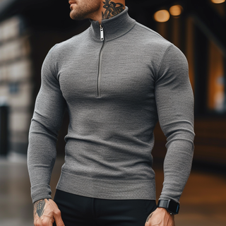 Stylish men's pullover featuring a half-zip design, crafted from soft, breathable fabric for a sporty fit. Its elegant and versatile style makes it 1