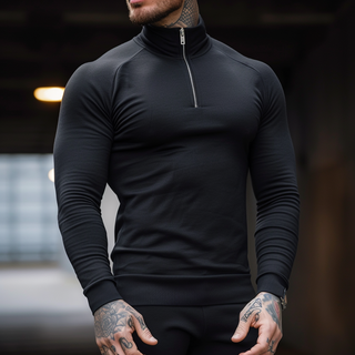This men's pullover features a half-zip design, crafted from soft, breathable material, offering a sporty fit that combines elegance and versatility, perfect for 2
