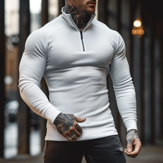 A men's half-zip pullover in a sporty fit, crafted from soft, high-quality fabric. The elegant design features a sleek neckline and versatile style 6
