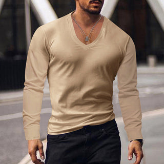 This men's long-sleeve shirt features a V-neck design, tailored fit, and comfortable fabric, making it a stylish choice for casual wear. 0