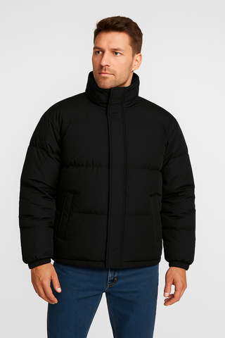 Herrenjacke – Mock Neck Puffer, Warm & Stilvoll, Ideal für Herbst & Winter