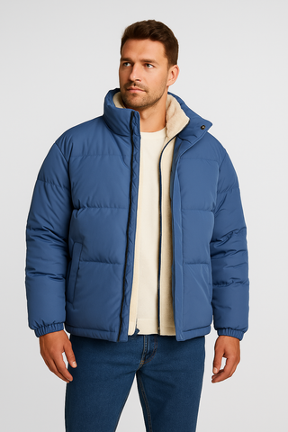Herrenjacke – Mock Neck Puffer, Warm & Stilvoll, Ideal für Herbst & Winter