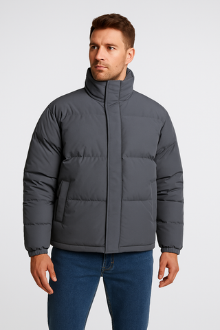 Herrenjacke – Mock Neck Puffer, Warm & Stilvoll, Ideal für Herbst & Winter