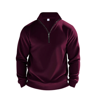 A men's casual sweatshirt featuring a half zipper, made from breathable fabric, ideal for comfortable wear. Its relaxed style is perfect for everyday activities or lounging. 5
