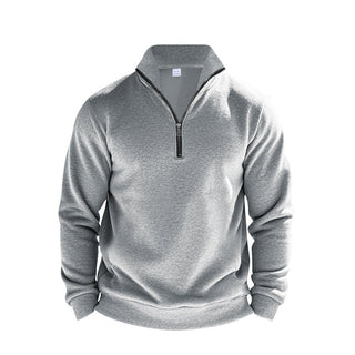 This men's sweatshirt features a half zipper design, crafted from breathable material for comfort. Its casual style makes it perfect for everyday wear, combining practicality with a 10