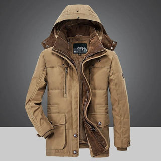 This men's jacket features a stylish hooded design, crafted from high-quality materials. Its elegant and versatile look makes it suitable for various occasions, embodying 1