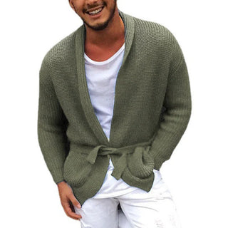 Herren Cardigan – Strick mit Gürtel, Lässig & Bequem