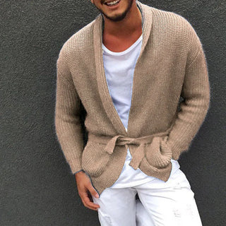 Herren Cardigan – Strick mit Gürtel, Lässig & Bequem