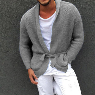 Herren Cardigan – Strick mit Gürtel, Lässig & Bequem