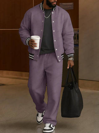 Herren Jacken Hosen Set – Mit Streifenbesatz, Klassisch & Lässig