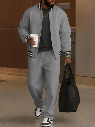 Herren Jacken Hosen Set – Mit Streifenbesatz, Klassisch & Lässig