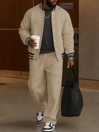 Herren Jacken Hosen Set – Mit Streifenbesatz, Klassisch & Lässig