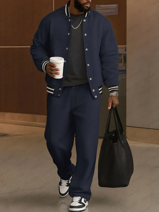 Herren Jacken Hosen Set – Mit Streifenbesatz, Klassisch & Lässig