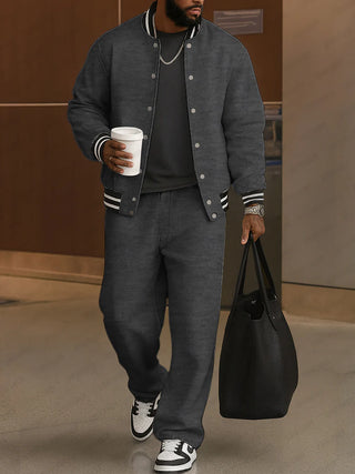 Herren Jacken Hosen Set – Mit Streifenbesatz, Klassisch & Lässig