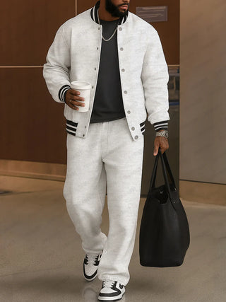 Herren Jacken Hosen Set – Mit Streifenbesatz, Klassisch & Lässig