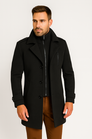 Herren Mantel – Wollmischung, stilvoll und warm