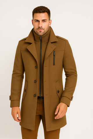 Herren Mantel – Wollmischung, stilvoll und warm