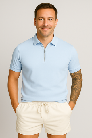 Herrenpolo – Zipper-Design aus Baumwollmix, sportlich & luftig