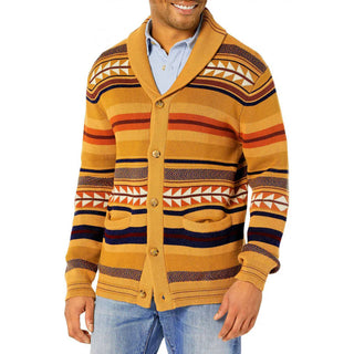 Herren Strickjacke – Geometrisches Muster, Stilvoll & Bequem