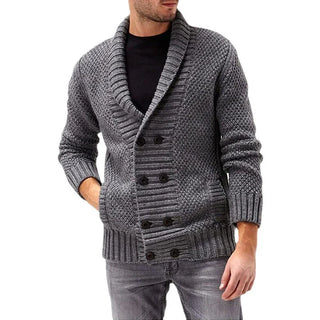 Herren Strickjacke – Struktur Design mit Doppelknopfreihe, Warm & Elegant