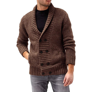 Herren Strickjacke – Struktur Design mit Doppelknopfreihe, Warm & Elegant