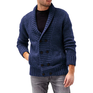 Herren Strickjacke – Struktur Design mit Doppelknopfreihe, Warm & Elegant