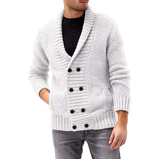 Herren Strickjacke – Struktur Design mit Doppelknopfreihe, Warm & Elegant