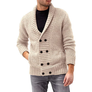 Herren Strickjacke – Struktur Design mit Doppelknopfreihe, Warm & Elegant