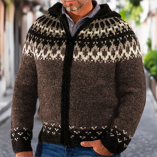 Herren Strickjacke – Traditionelles Norweger-Muster, Praktischer Reißverschluss