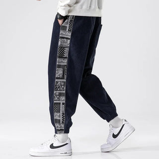 Stylish men's corduroy pants featuring a relaxed cut and a trendy side print, made from soft cotton blend material, perfect for casual and versatile outfits 5