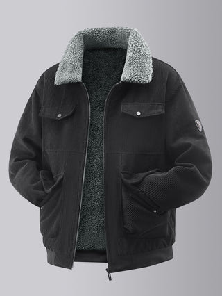 This men's fleece jacket features a cozy teddy style, crafted from soft, warm material, and includes practical chest pockets for convenience. Perfect for layering during outdoor 0