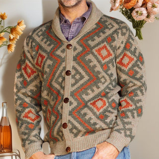 Herren Strickjacke – Geometrisches Muster, Gemütlich & Elegant 1