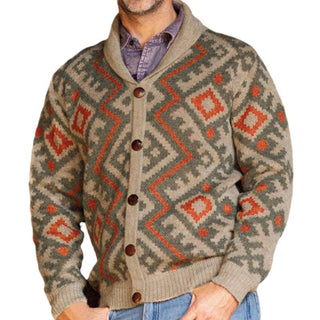 Herren Strickjacke – Geometrisches Muster, Gemütlich & Elegant 3