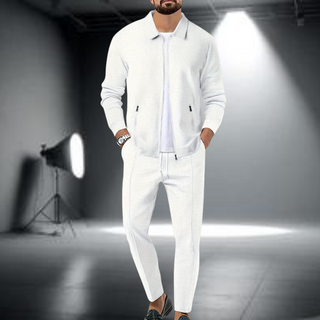 Stylish men's training suit featuring a comfortable full-zip jacket made from soft, breathable material, designed in a modern style suitable for workouts or casual wear 0