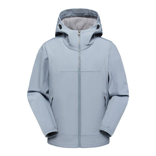 A men's multifunctional jacket designed for outdoor activities, made from water-repellent and breathable material. The jacket features a stylish, modern cut suitable for 9