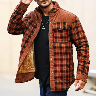 Herren Jacke – Karierter Sherpa, Warm & Strukturiert