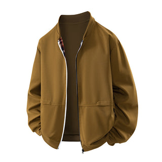 A men's casual jacket featuring a stylish stand-up collar, made from comfortable fabric, designed for a relaxed yet fashionable look, perfect for everyday wear. 0