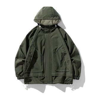 Herrenjacke – Winddicht mit Verstellbarer Kapuze, Praktisch & Komfortabel 0
