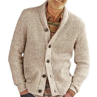 A stylish men's cardigan featuring a classic cable knit pattern, made from soft, comfortable material, perfect for adding a touch of elegance to any outfit. 4