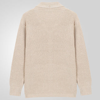 This men's cardigan features a classic cable knit pattern, crafted from soft, durable material for comfort and elegance, perfect for layering in casual or semi-formal 3