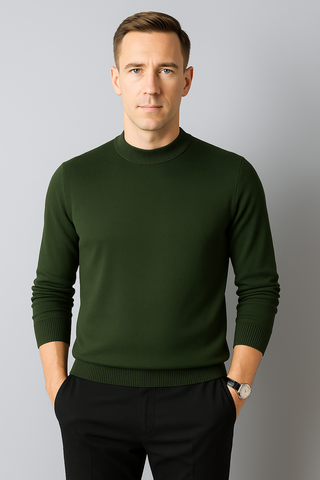 Herren Pullover – Stehkragen im Strick-Look, Bequem & Vielseitig