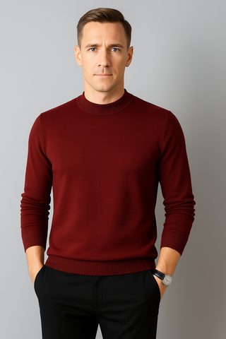 Herren Pullover – Stehkragen im Strick-Look, Bequem & Vielseitig