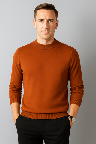 Herren Pullover – Stehkragen im Strick-Look, Bequem & Vielseitig
