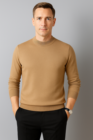 Herren Pullover – Stehkragen im Strick-Look, Bequem & Vielseitig