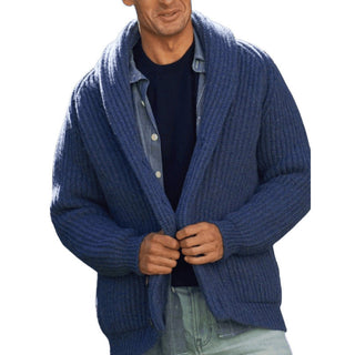 Stylish men's cardigan featuring a shawl collar, crafted from soft, breathable fabric for comfort and elegance, perfect for both casual and semi-formal occasions 5
