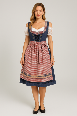 Damen Trachtenkleid – Schulterfrei, Baumwolle, Elegant & Festlich