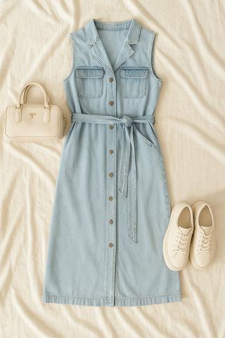 Damen Midikleid – Denim‑Look, lässig & elegant