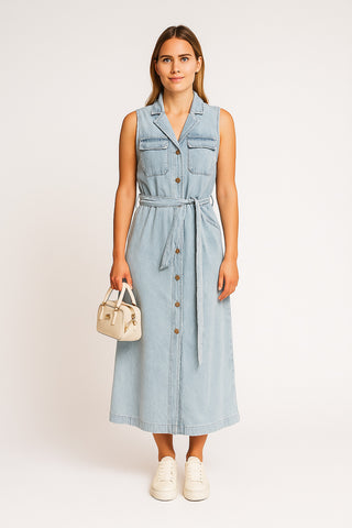 Damen Midikleid – Denim‑Look, lässig & elegant
