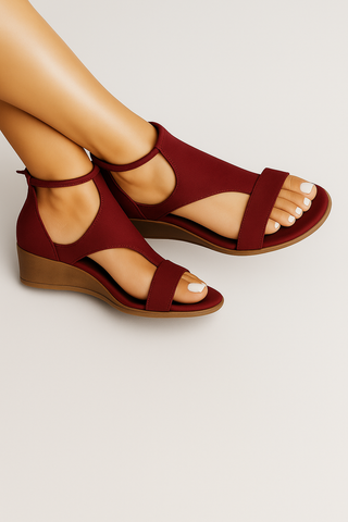 Damensandalen – Offene PU-Lederoptik, bequem & stilvoll